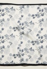 Delicate Floral Branch Square Scarf | Blue/Black