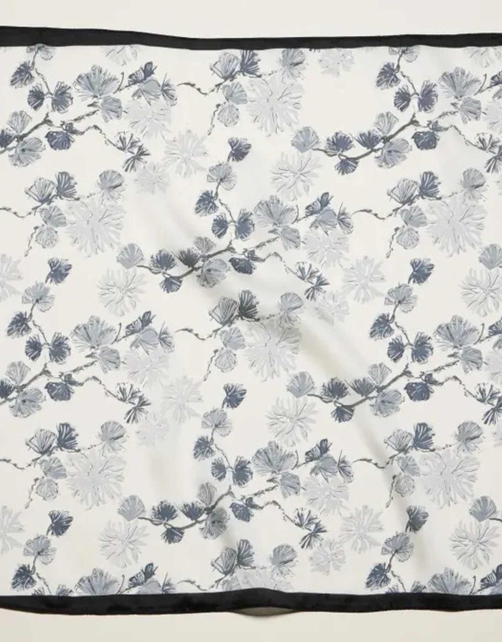 Delicate Floral Branch Square Scarf | Blue/Black