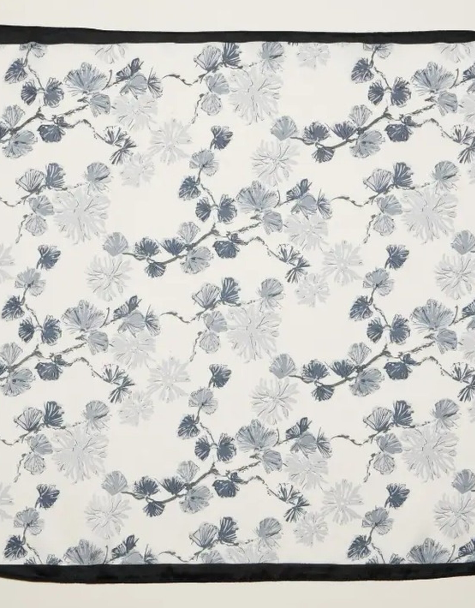 Delicate Floral Branch Square Scarf | Blue/Black