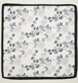 Delicate Floral Branch Square Scarf | Blue/Black