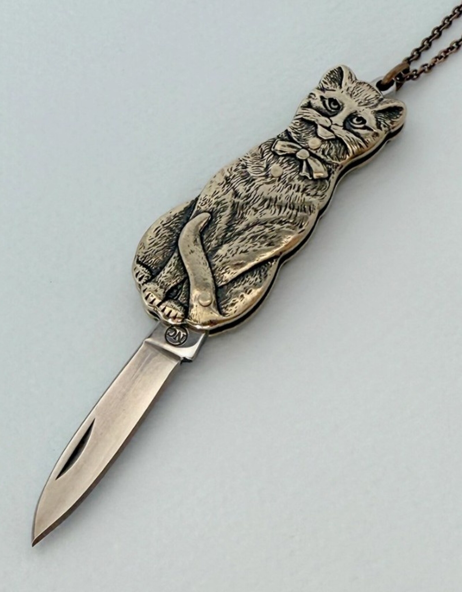 Cat Knife Necklace Gold 32 Inch