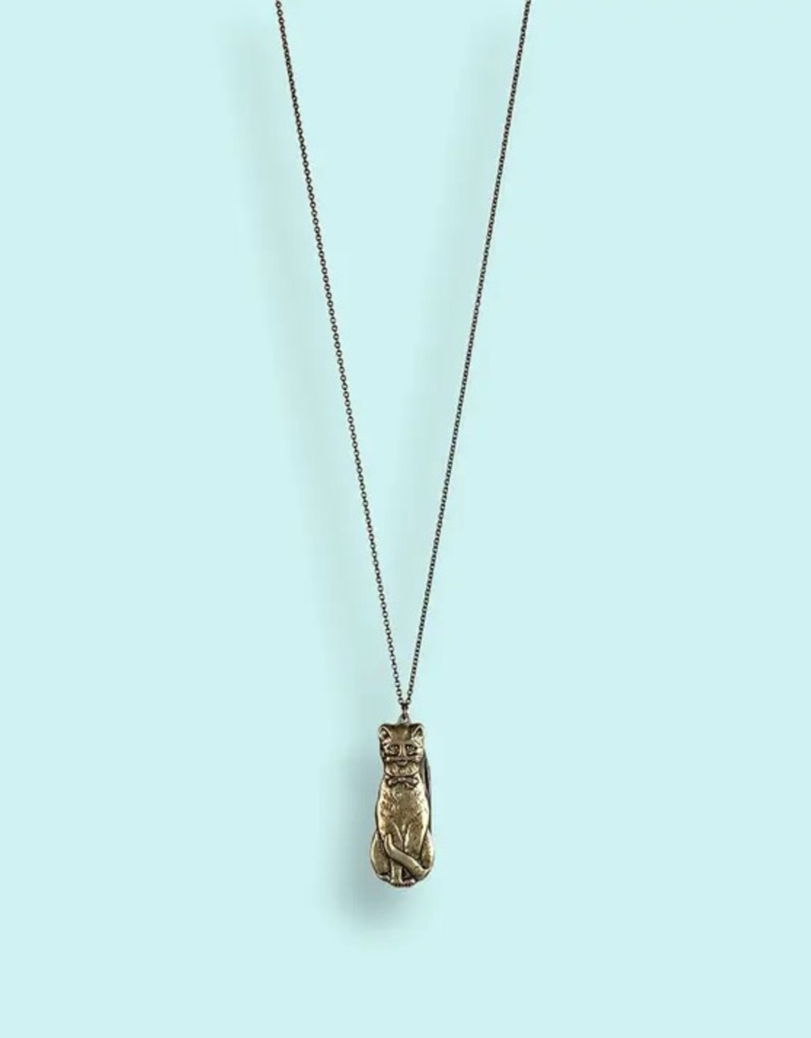 Cat Knife Necklace Gold 32 Inch