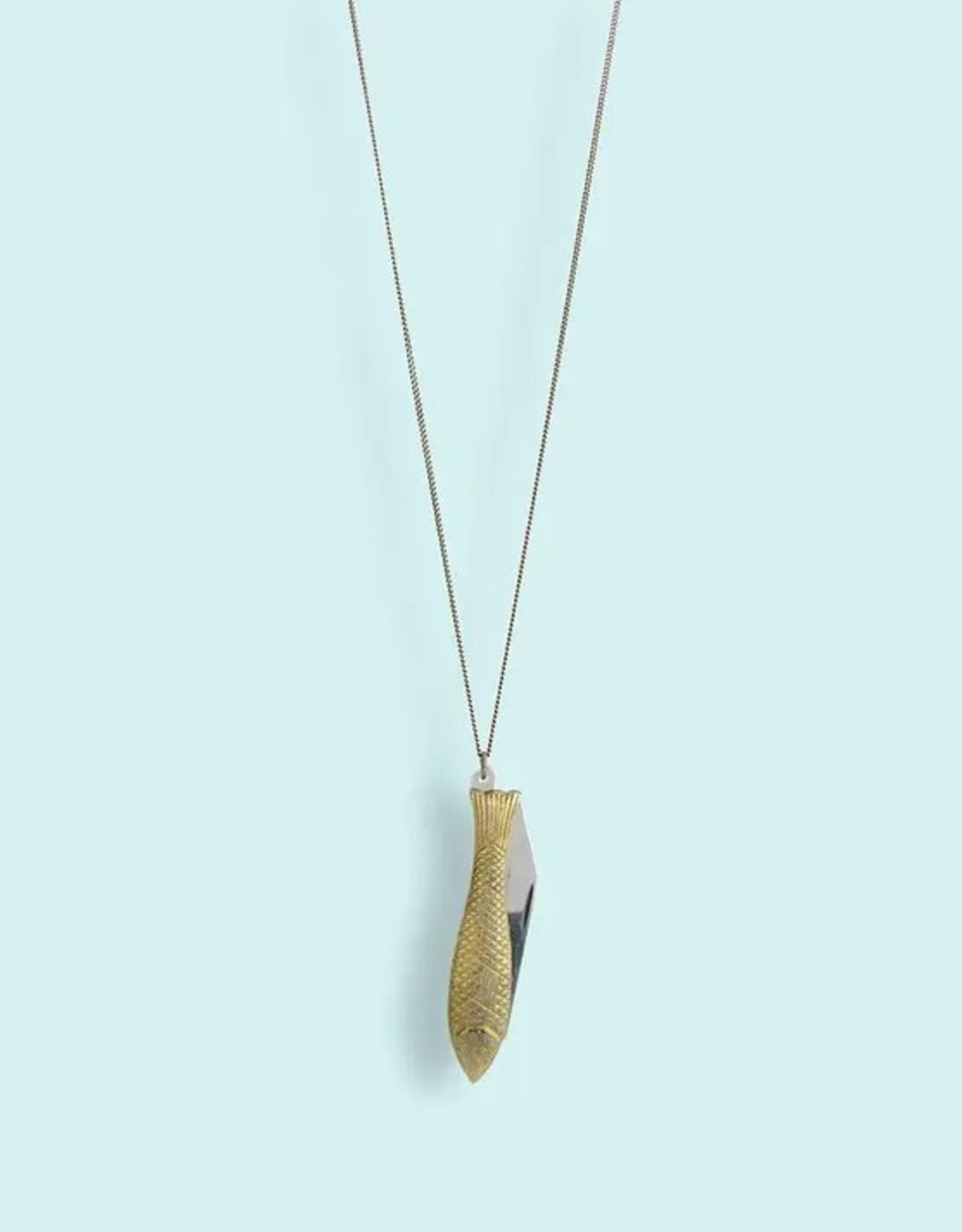 Fish Knife Necklace Gold 32 Inch