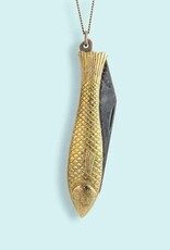 Fish Knife Necklace Gold 32 Inch