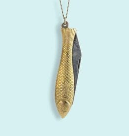 Fish Knife Necklace Gold 32 Inch