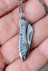 Small Fish Knife Necklace Silver 20 Inch
