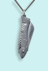 Small Fish Knife Necklace Silver 20 Inch