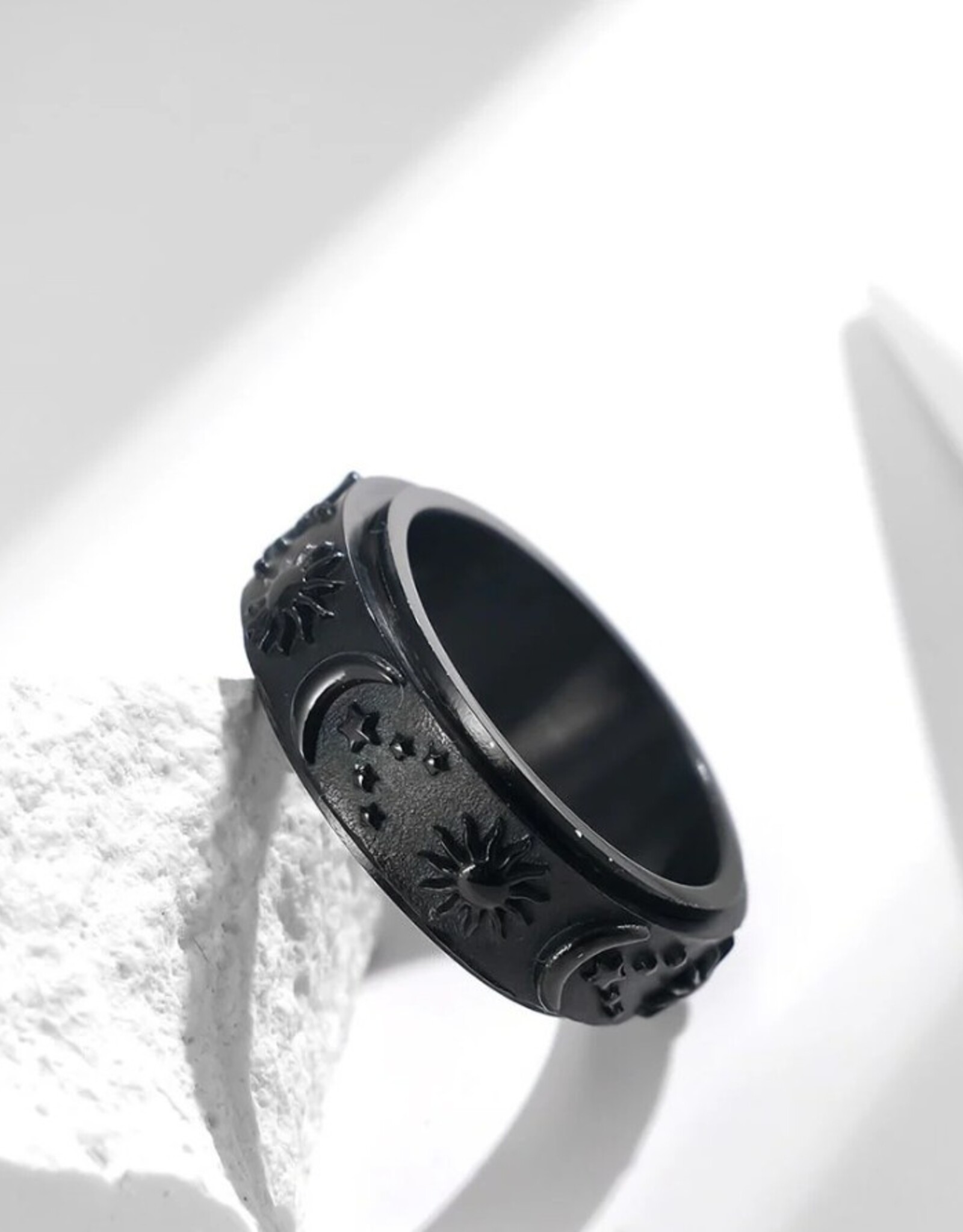 Celestial Fidget Spinner Ring Black