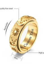 Sun Moon Star Fidget Spinner Band Ring in Stainless Steel Gold/No Engrave