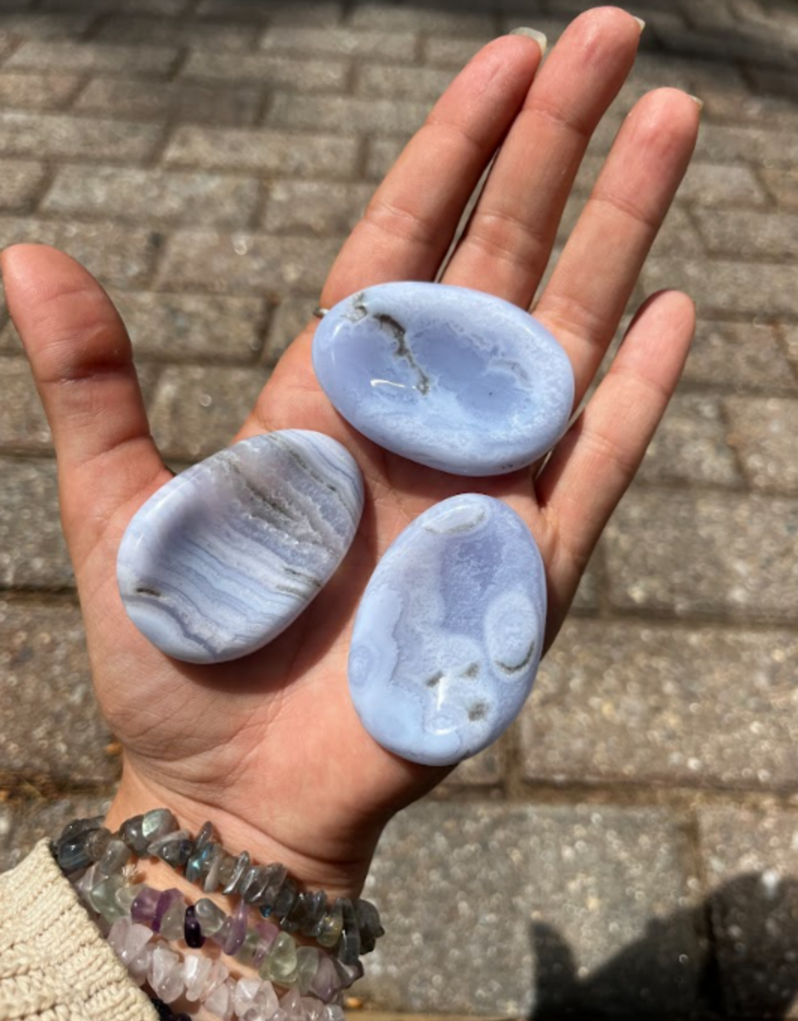 Blue Lace agate | Worry stone | Brazil