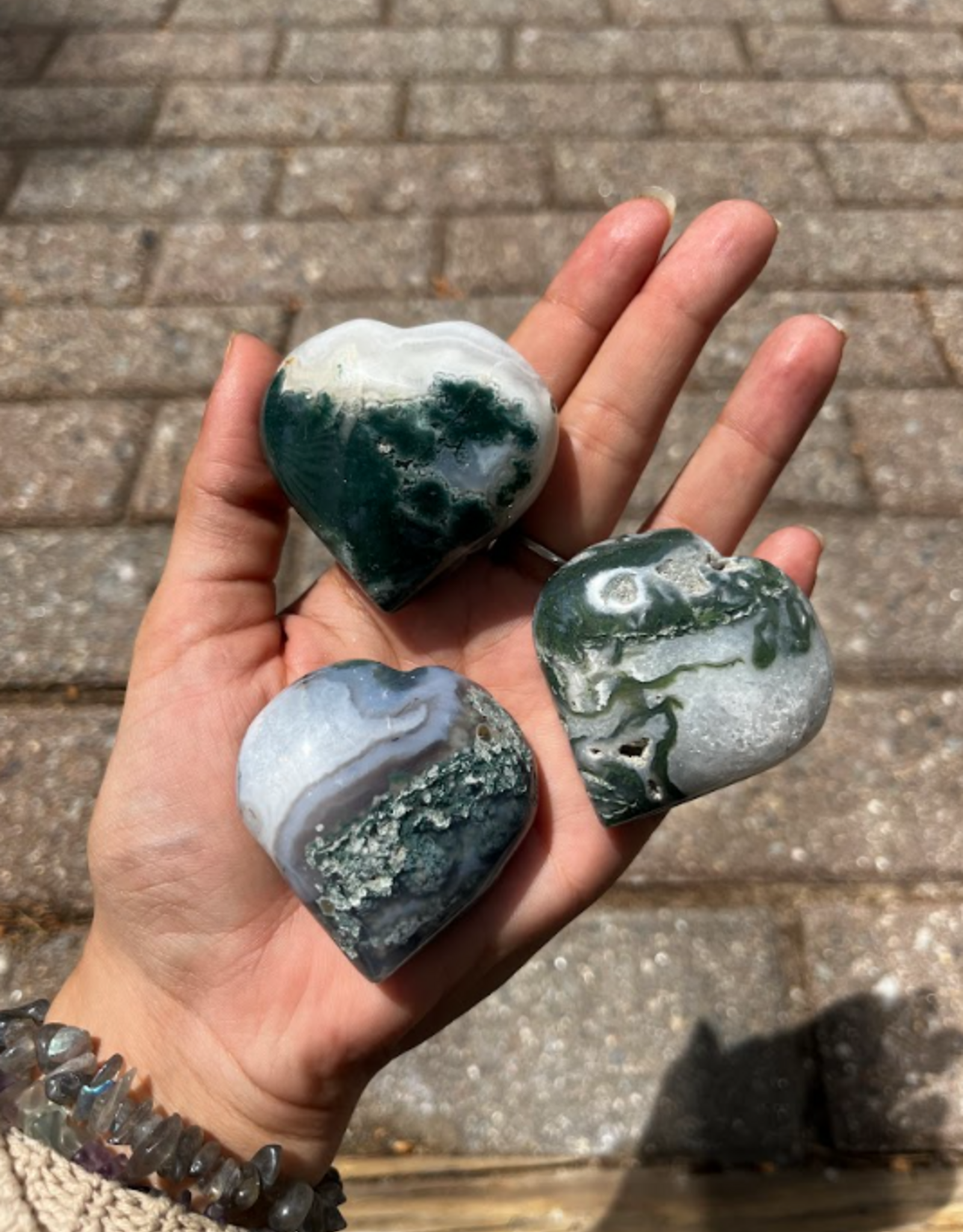 Moss Agate Heart| 50 mm