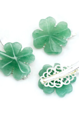 Carved Crystal Clover Hair Clip | Green Aventurine