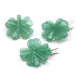 Carved Crystal Clover Hair Clip | Green Aventurine