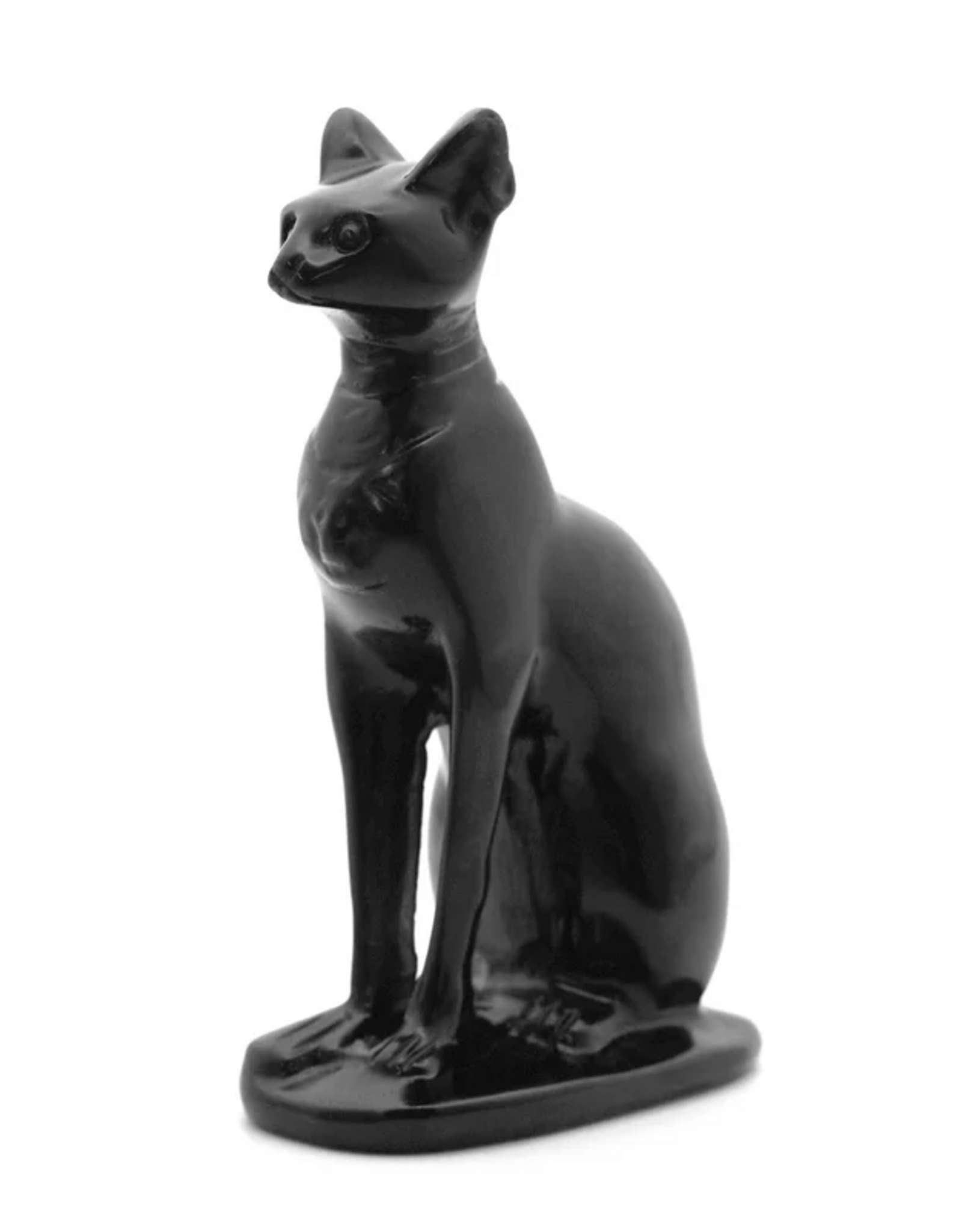 Carved Crystal Egyptian Cat | 4" | Obsidian