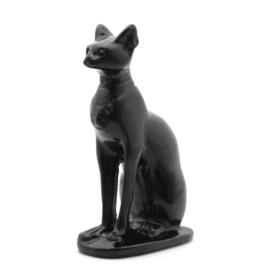 Carved Crystal Egyptian Cat | 4" | Obsidian