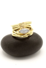 Brass Bramble Ring with Faceted Moonstone |