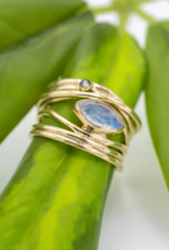 Brass Bramble Ring with Faceted Moonstone |