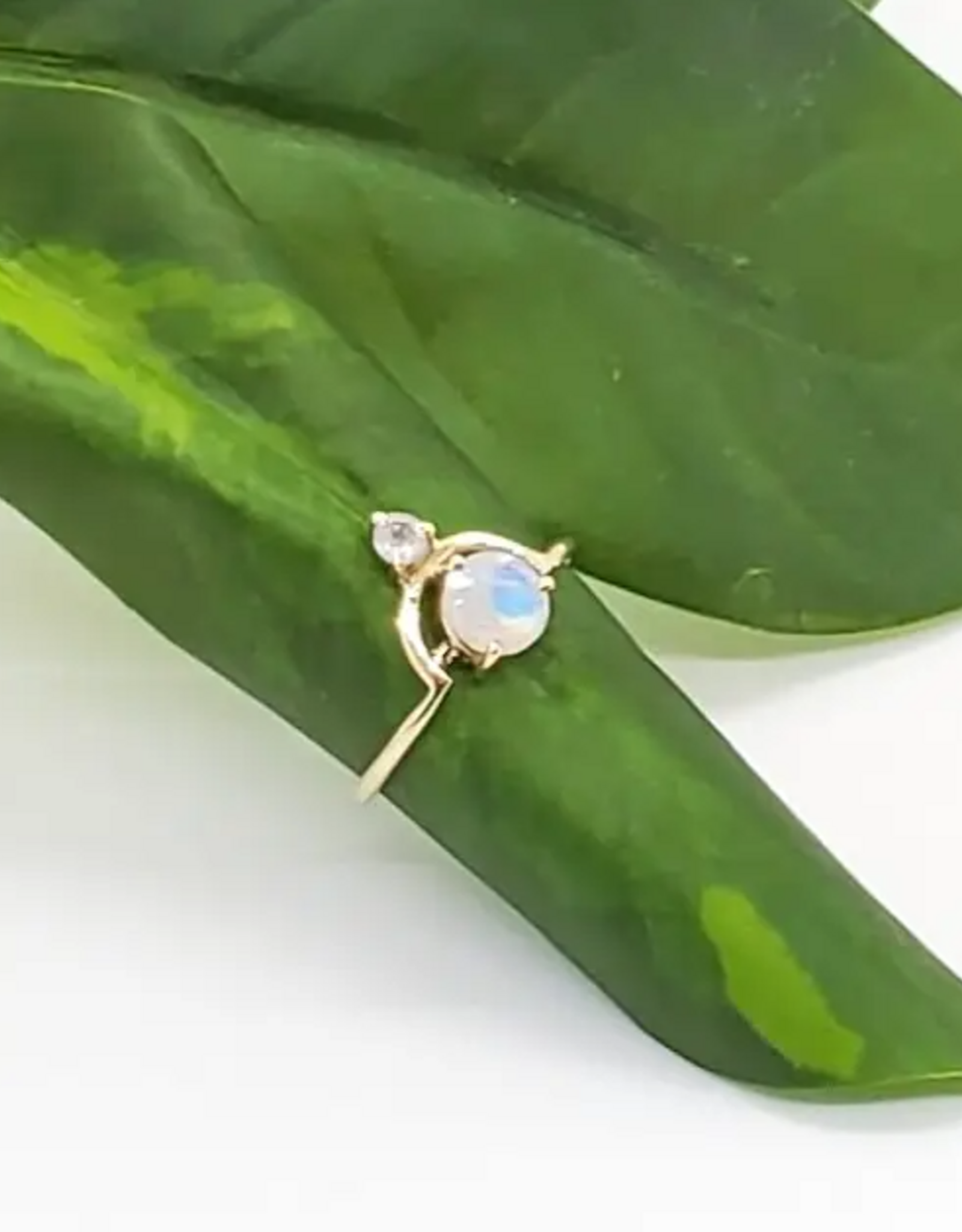 Brass Cradled Moonstone Ring |