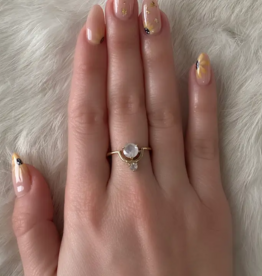 Brass Cradled Moonstone Ring |