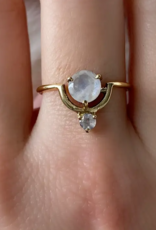 Brass Cradled Moonstone Ring |