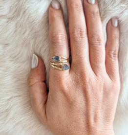 Brass Labradorite Wrap Ring |