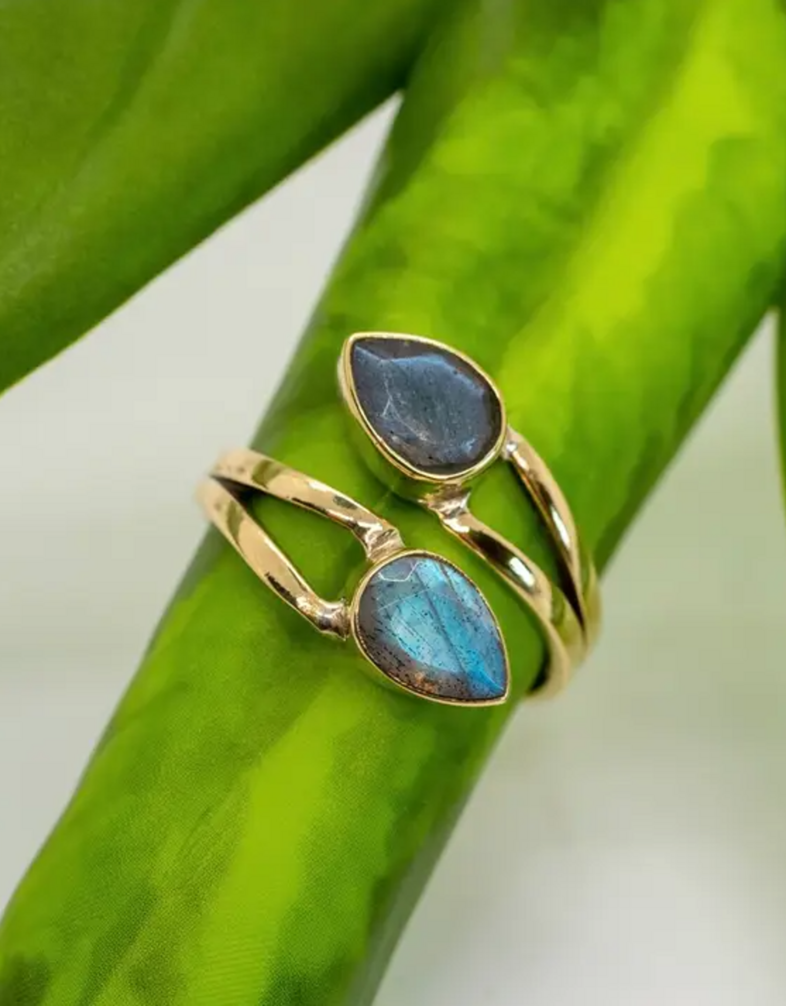 Brass Labradorite Wrap Ring |