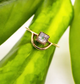 Brass Moonstone Loop Ring |