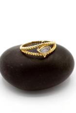 Brass Spotted Band Moonstone Ring |