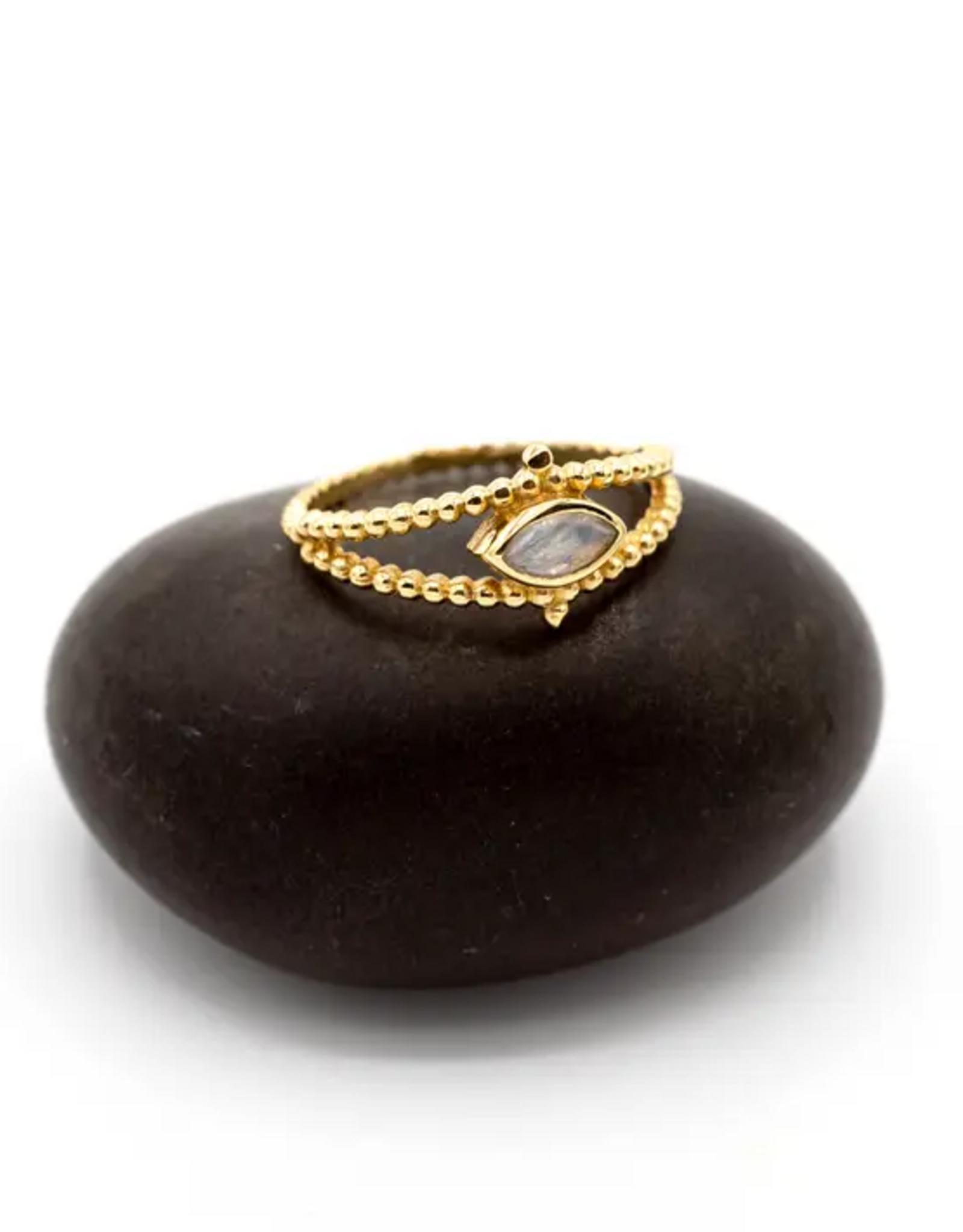 Brass Spotted Band Moonstone Ring |