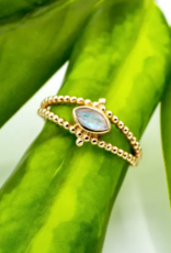 Brass Spotted Band Moonstone Ring |