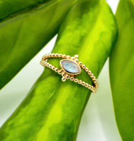 Brass Spotted Band Moonstone Ring |