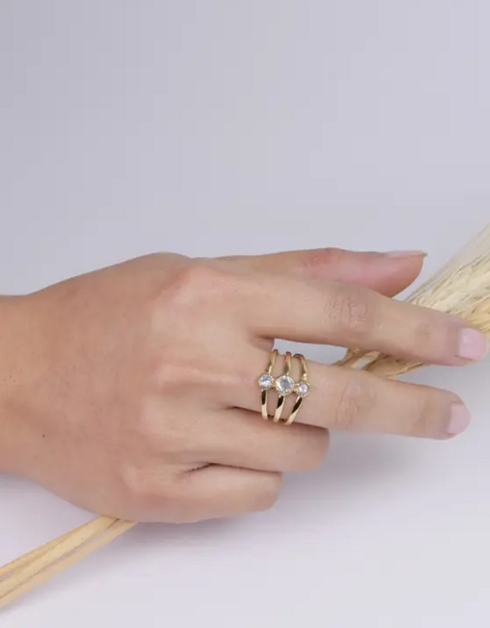 Brass Stacked Topaz Band Ring |