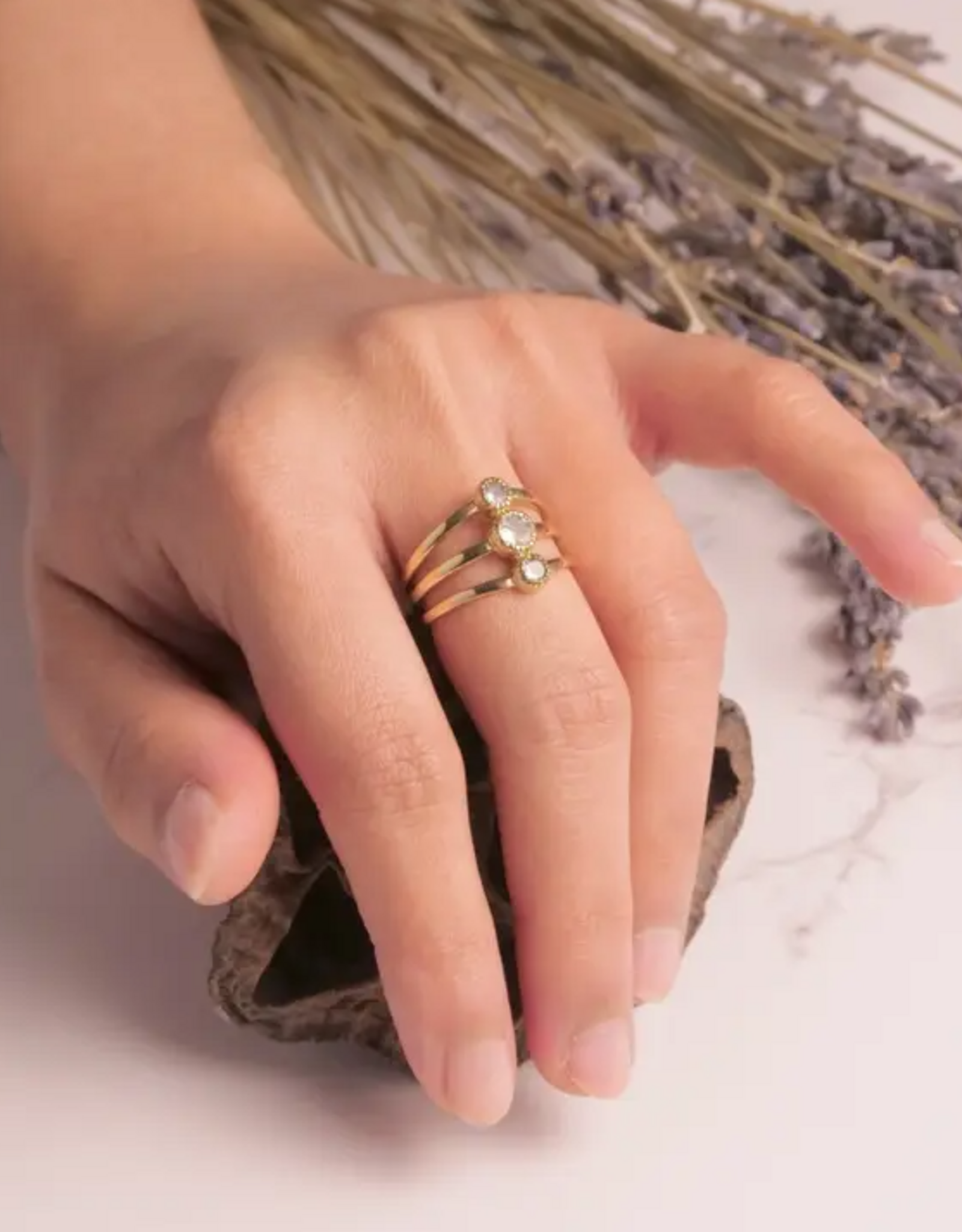 Brass Stacked Topaz Band Ring |