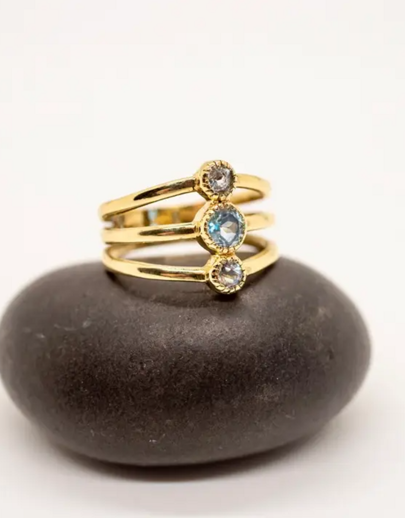 Brass Stacked Topaz Band Ring |
