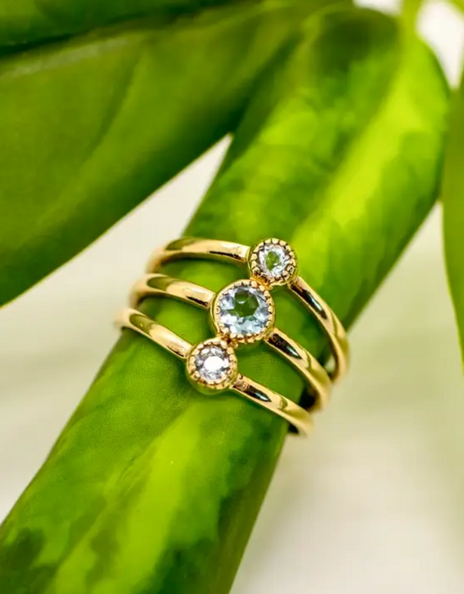 Brass Stacked Topaz Band Ring |