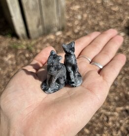 Carved Crystal Egyptian Cat | 1.5" | Larvikite