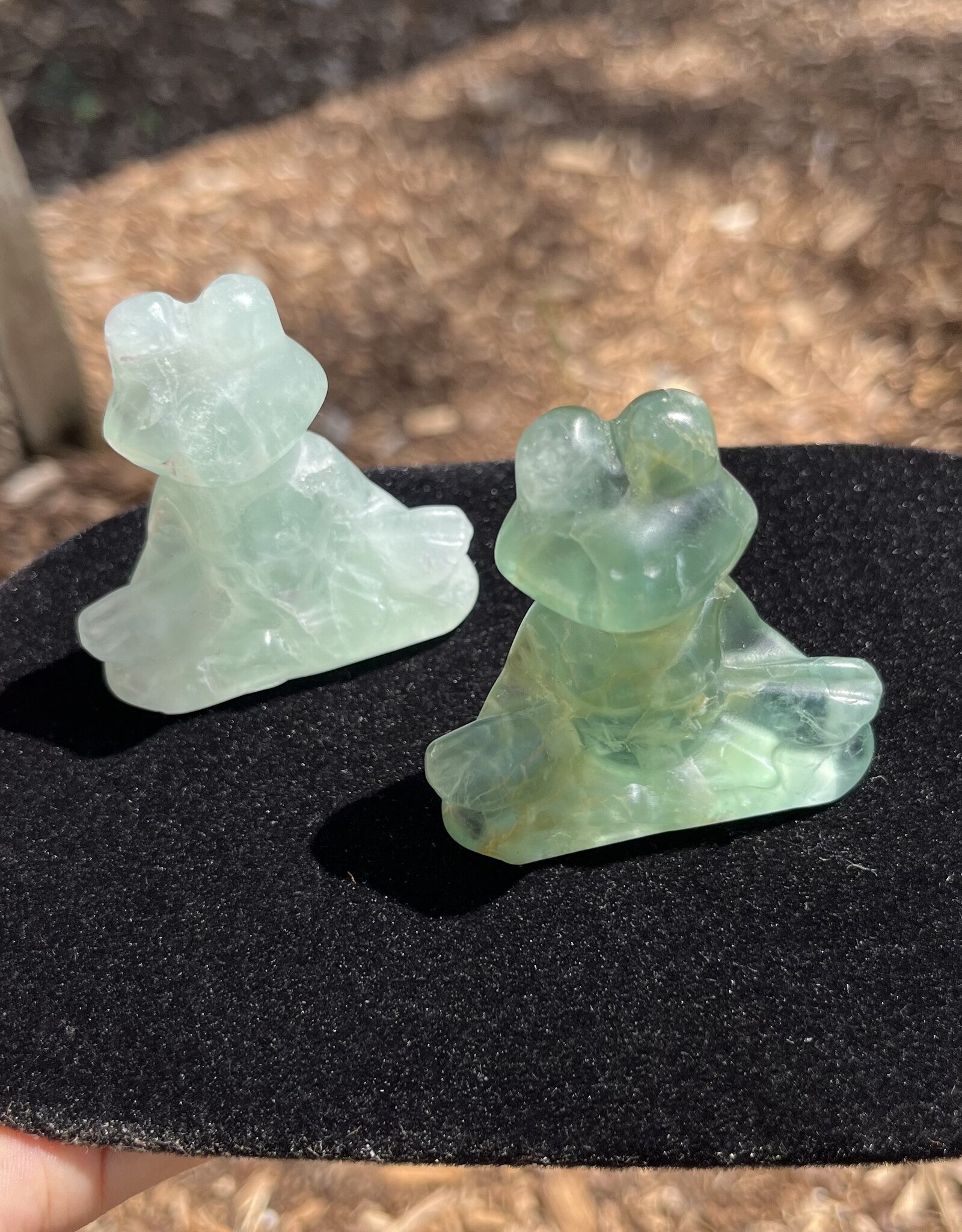 Carved Crystal Yoga Frog | Fluorite
