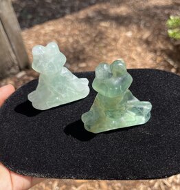 Carved Crystal Yoga Frog | Fluorite