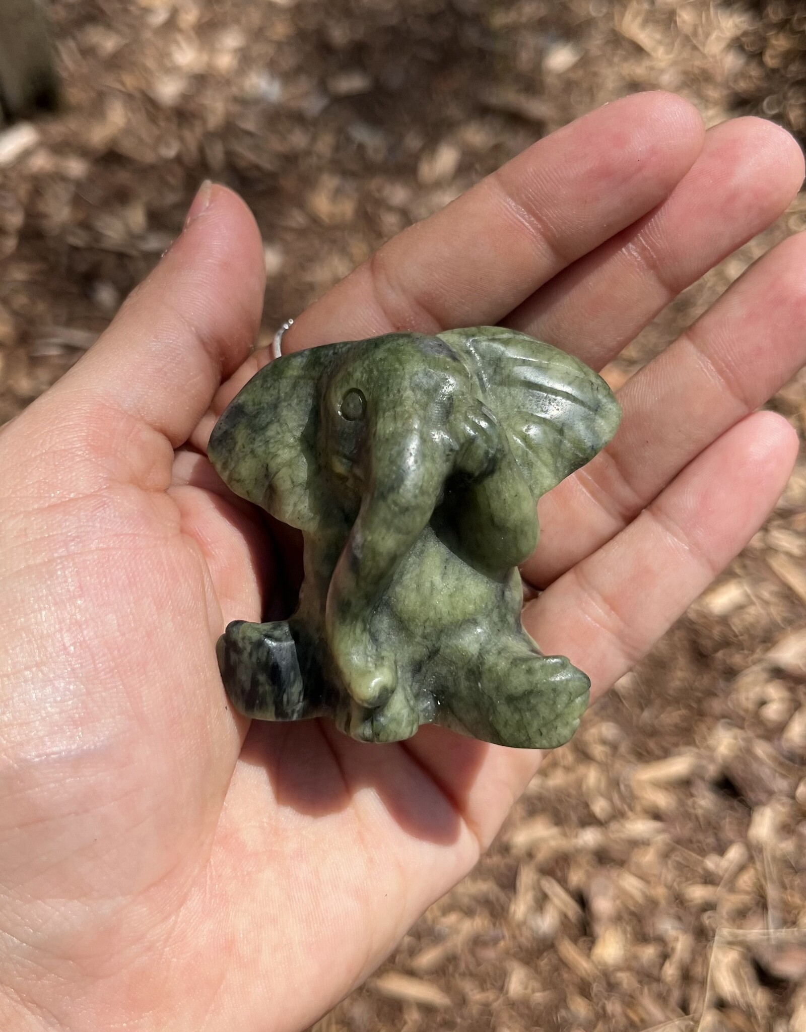 Serpentine Carved Elephant | 60mm