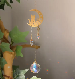 Golden Moon Mushroom Crystal Wind Chime