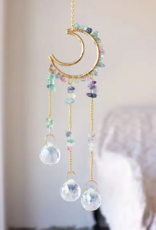 Handcrafted Crystal Moon Wind Chime Room Decor