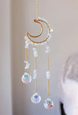 Handcrafted Crystal Moon Wind Chime Room Decor