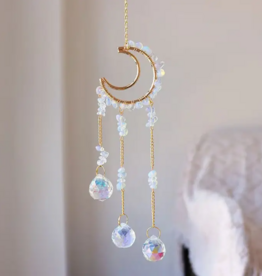Handcrafted Crystal Moon Wind Chime Room Decor