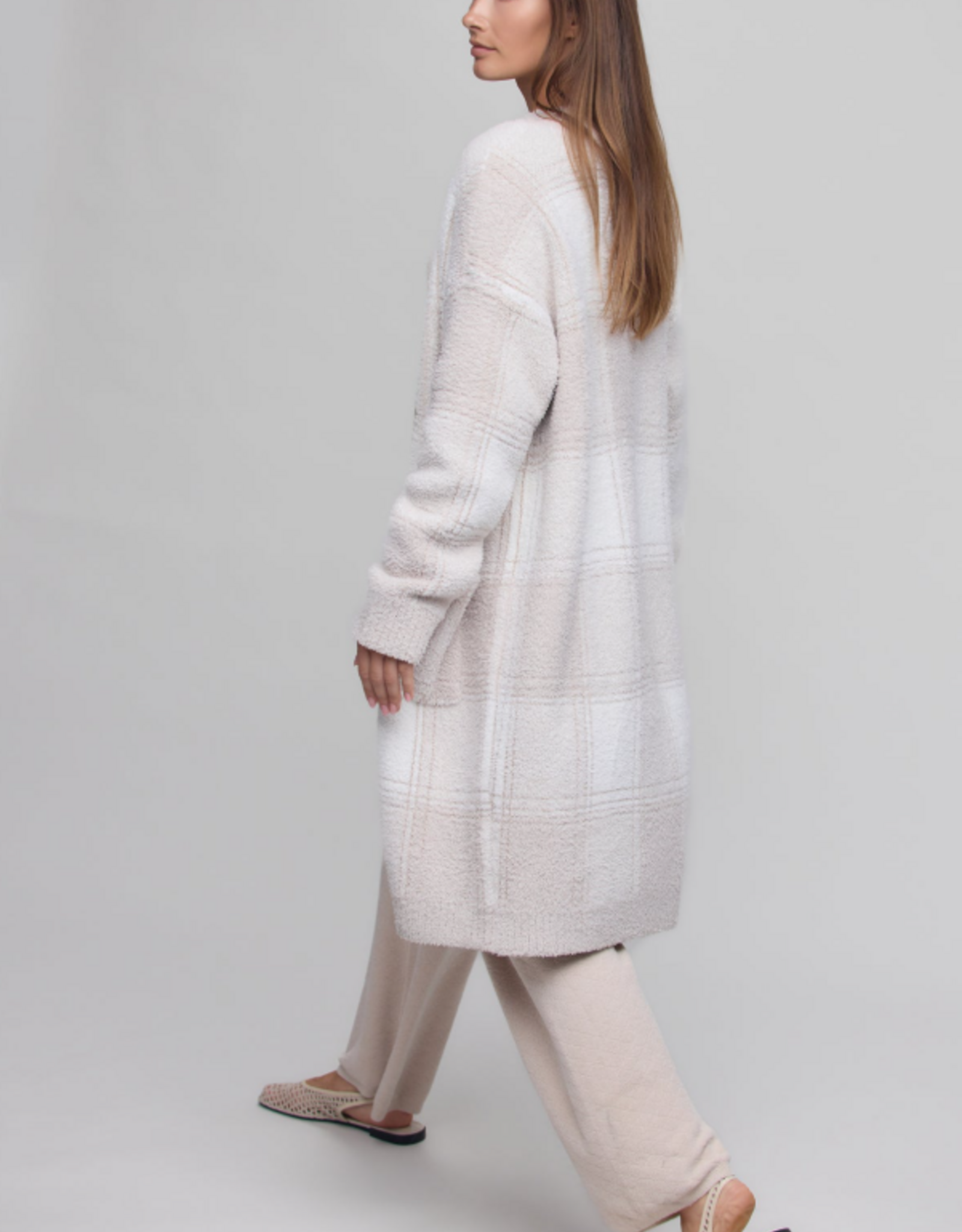 CozyChic Cotton Buffalo Plaid Long Cardigan