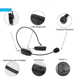 2.4G Wireless Microphone Headset Stage MIC with 3.5mm Plug Receiver Black Mini Bus PA Systems