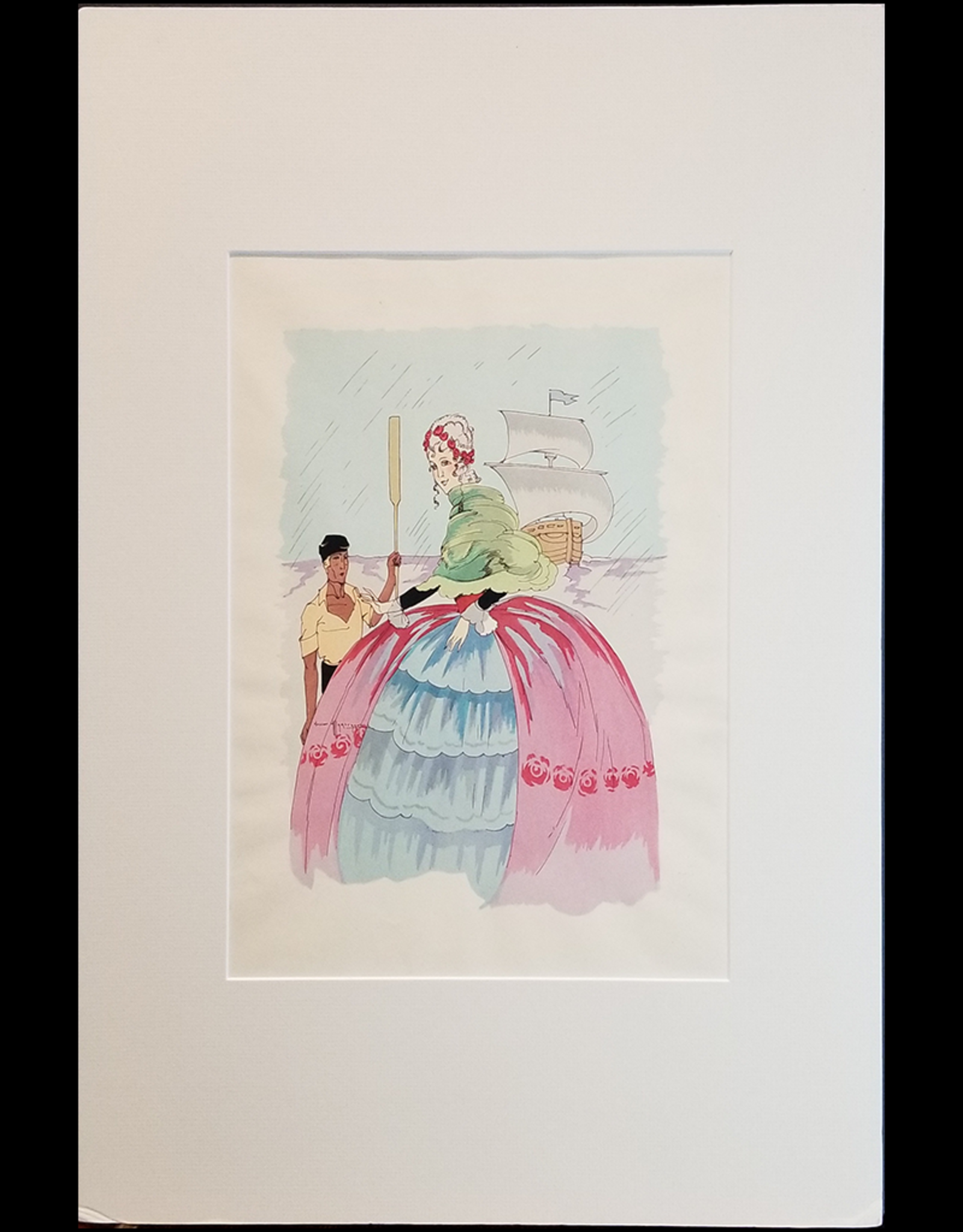SPV French Woman and Ship - Original Lithograph
