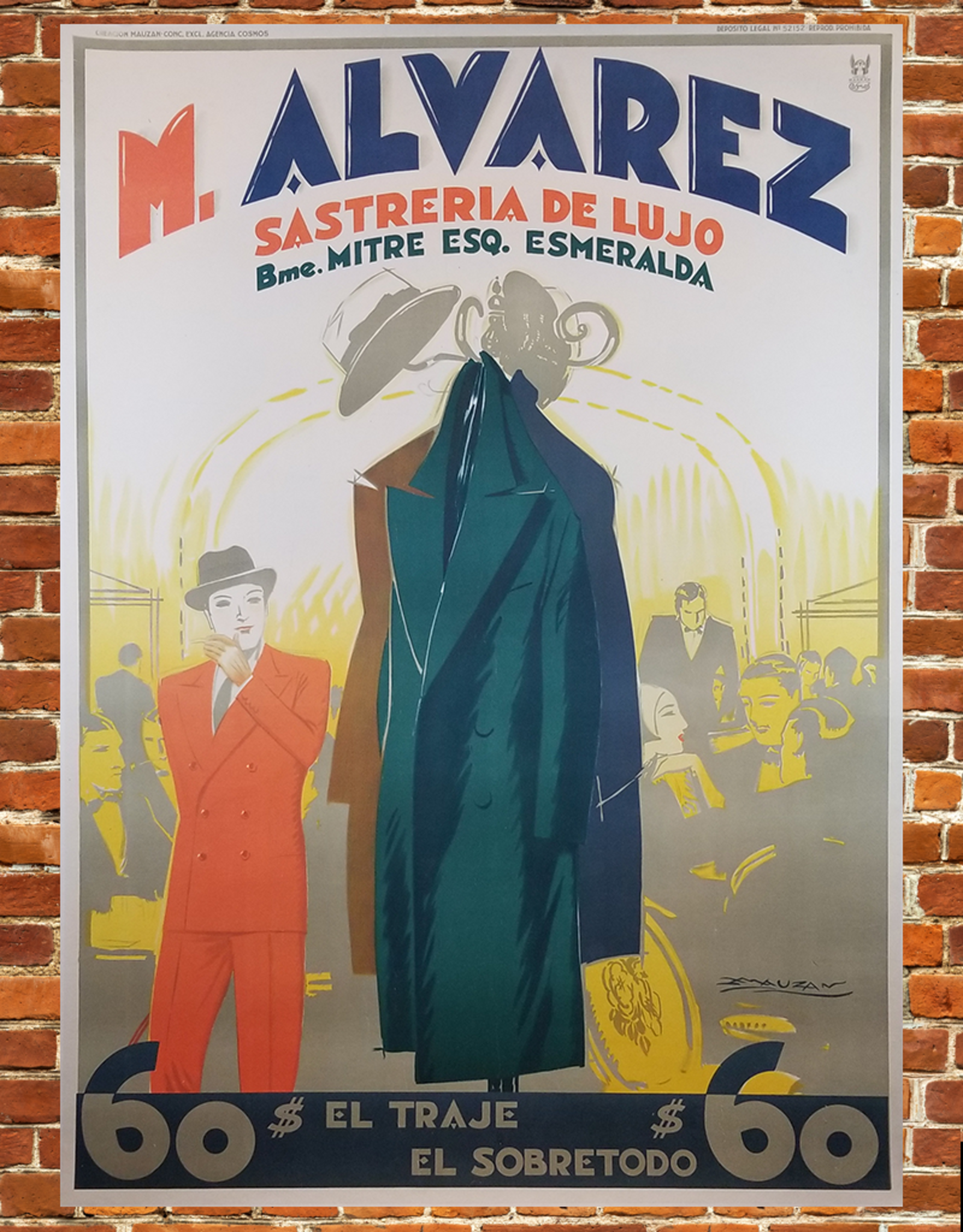 SPV M Alverez Sasteria De Lujo ""Luxury Tailor Shop" Lithograph Poster