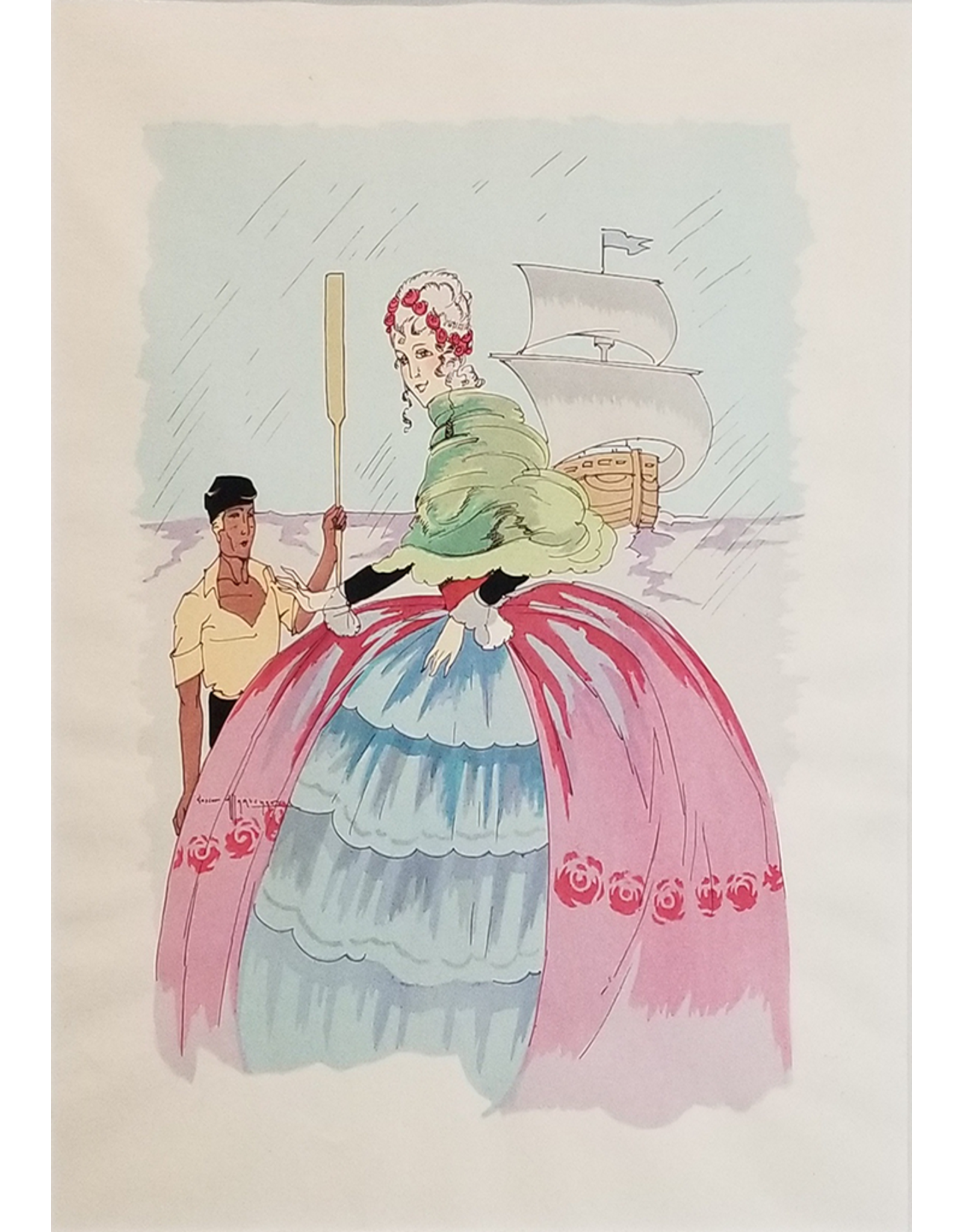 SPV French Woman and Ship - Original Lithograph