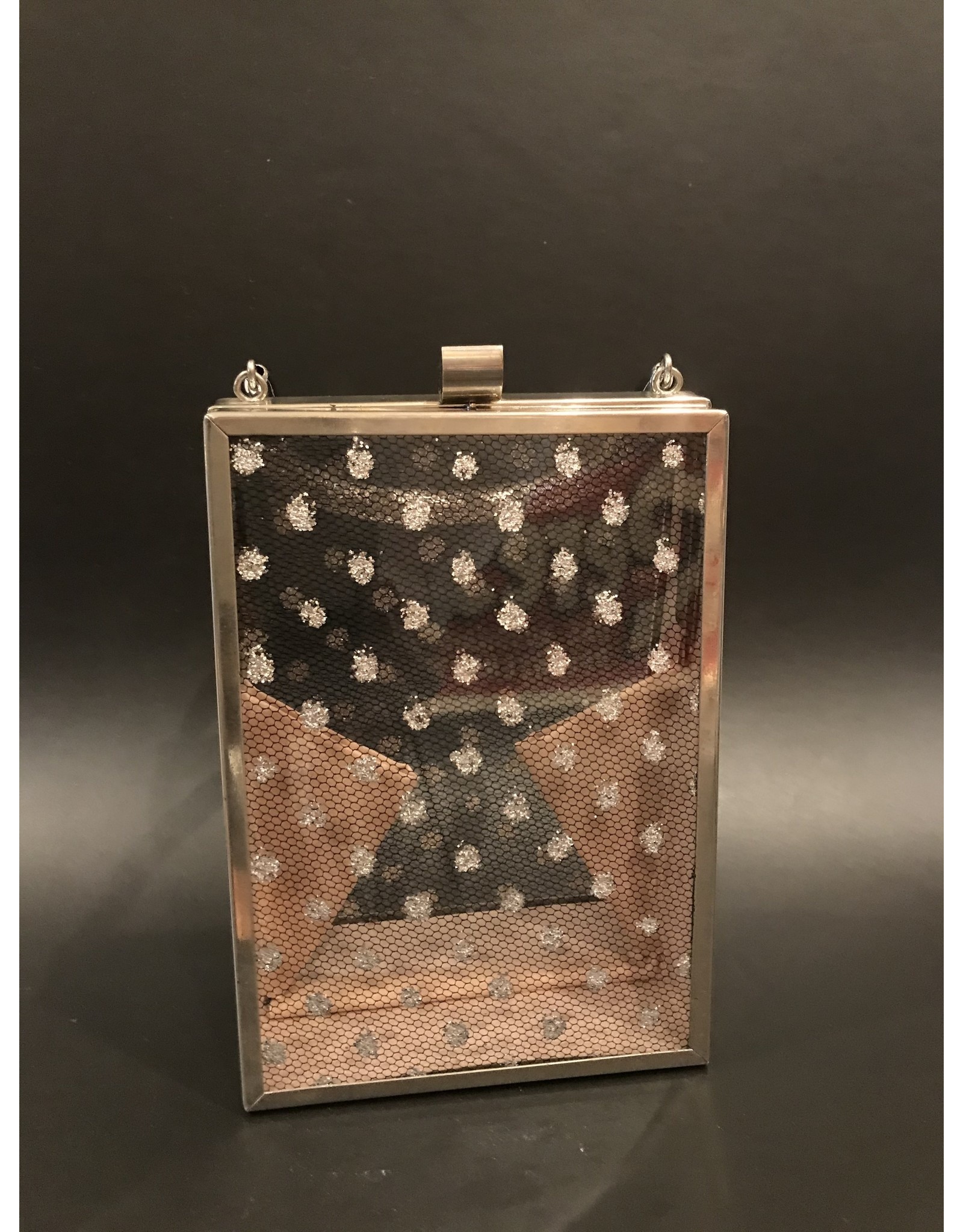 SPV Vintage Silver polkadot fishnet Lucite Handbag