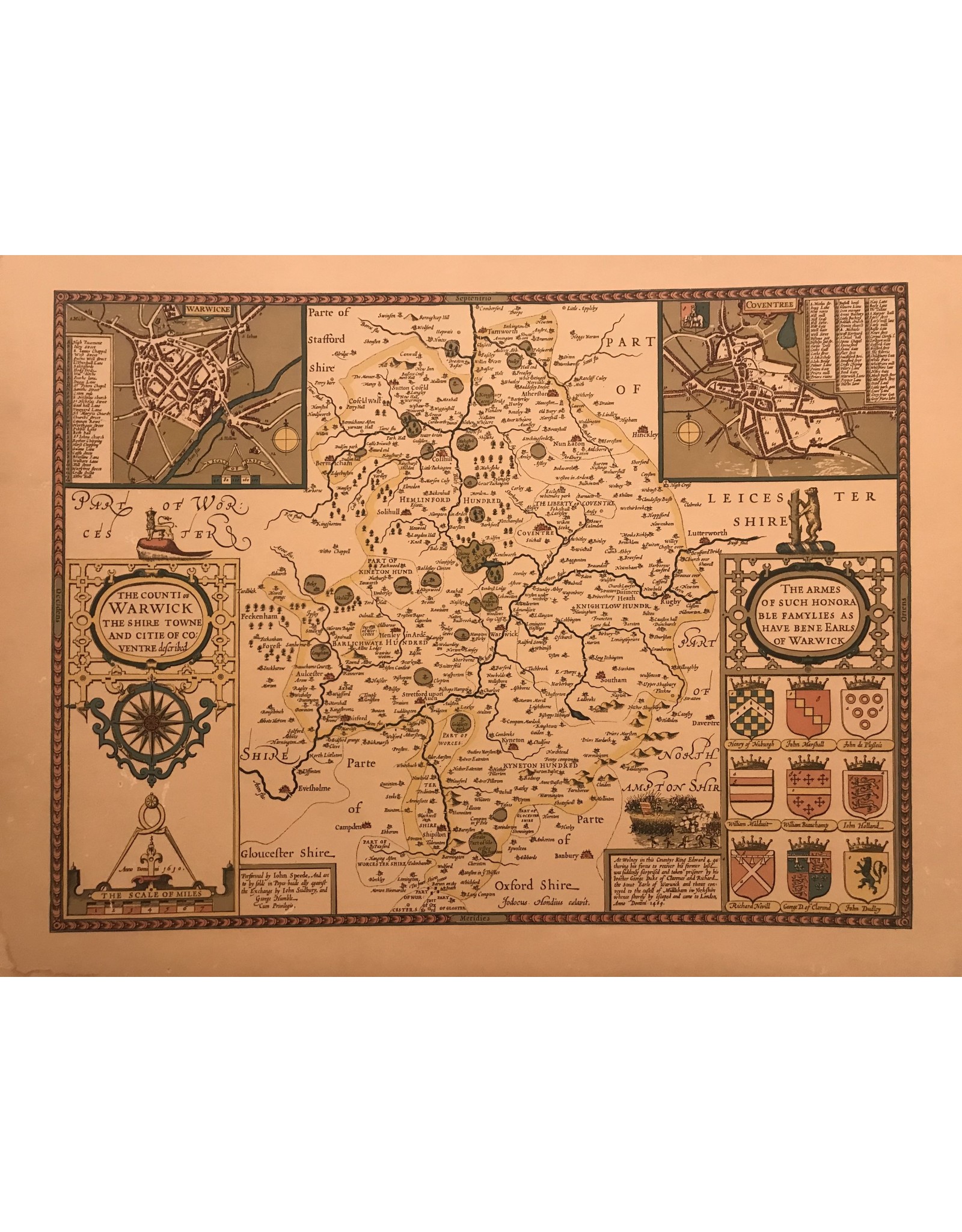 SPV Map of the counti of Warwick the Shire Towne and citie of Coventre